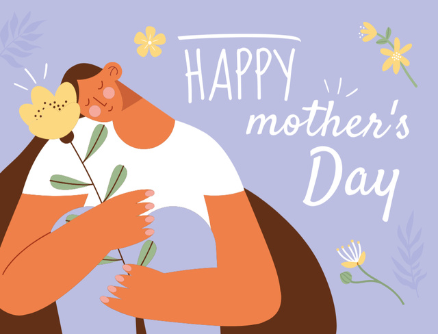 Happy Mother's Day Greeting on Purple Postcard 4.2x5.5in Πρότυπο σχεδίασης