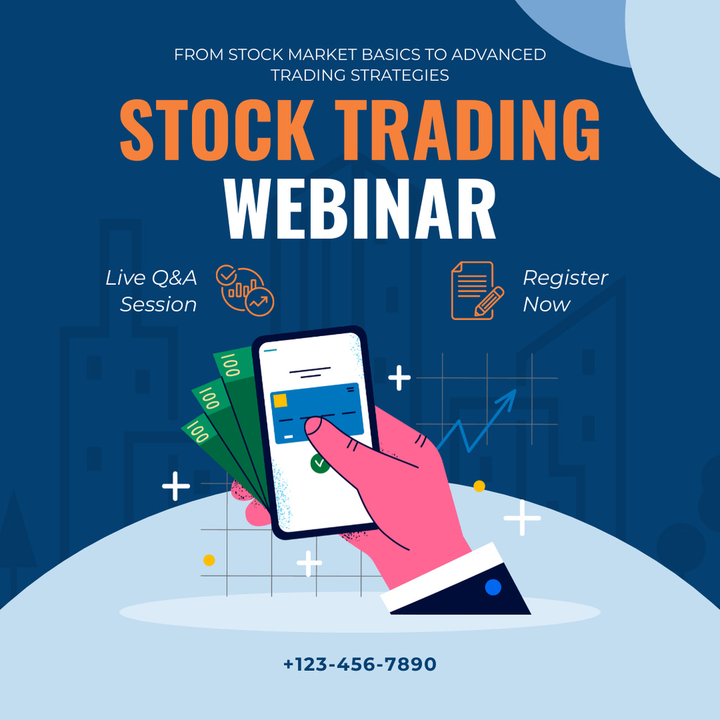 Announcement of Webinar on Stock Trading Strategies Instagramデザインテンプレート