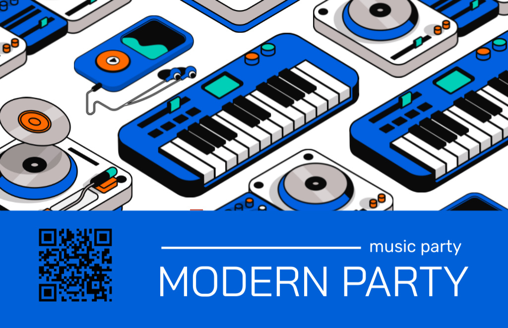 Announcement of Contemporary Music Festival Business Card 85x55mm Modelo de Design