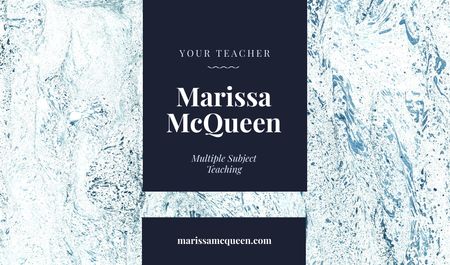 Teacher Services Ad with Marble Texture in Blue Business card Design Template