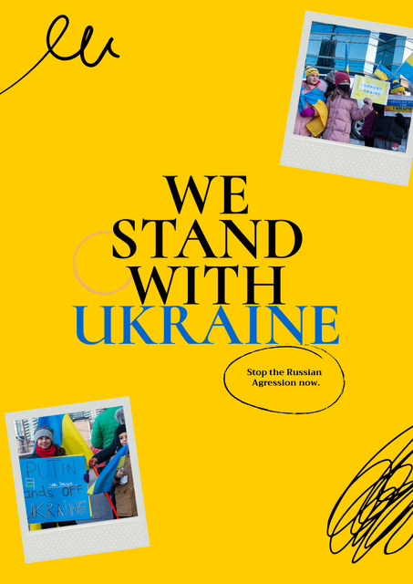 We stand with Ukraine Poster Design Template