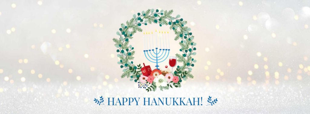 Hanukkah Greeting with menorah Facebook cover Πρότυπο σχεδίασης