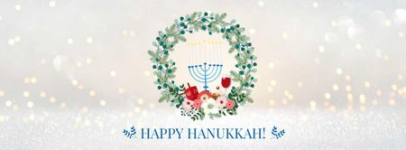 Hanukkah Greeting with menorah Facebook cover Design Template