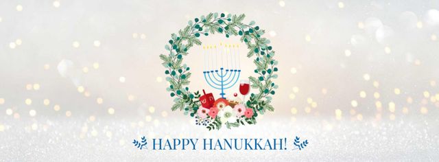 Hanukkah Greeting with menorah Facebook coverデザインテンプレート