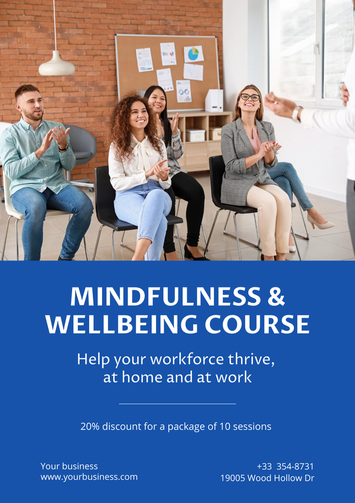 Mindfullness and Wellbeing Course Offer with Young Audience Poster B2 Šablona návrhu