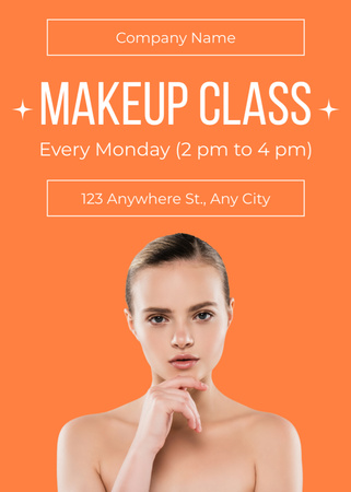 Makeup Courses Announcement Flayer Design Template
