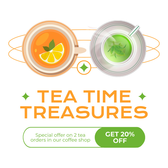 Wide-range Of Tea With Discounts In Coffee Shop Instagram AD Modelo de Design