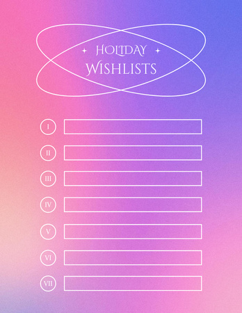 Szablon projektu różowo-niebieskie gradientowe wakacje lista życzeń Notepad 8.5x11in