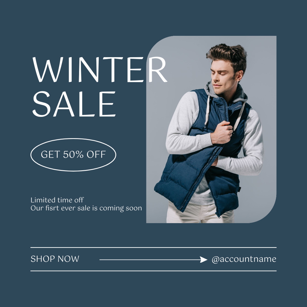 Designvorlage Winter Clothing Sale for Men für Instagram