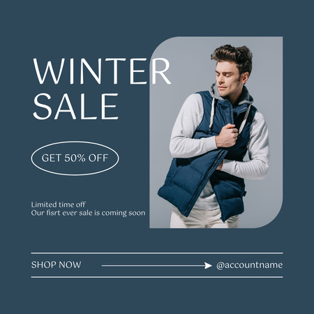 Распродажа зимней одежды для мужчин Instagram – шаблон для дизайна