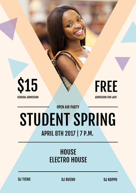 Plantilla de diseño de Student Party Invitation with Young Woman Poster 