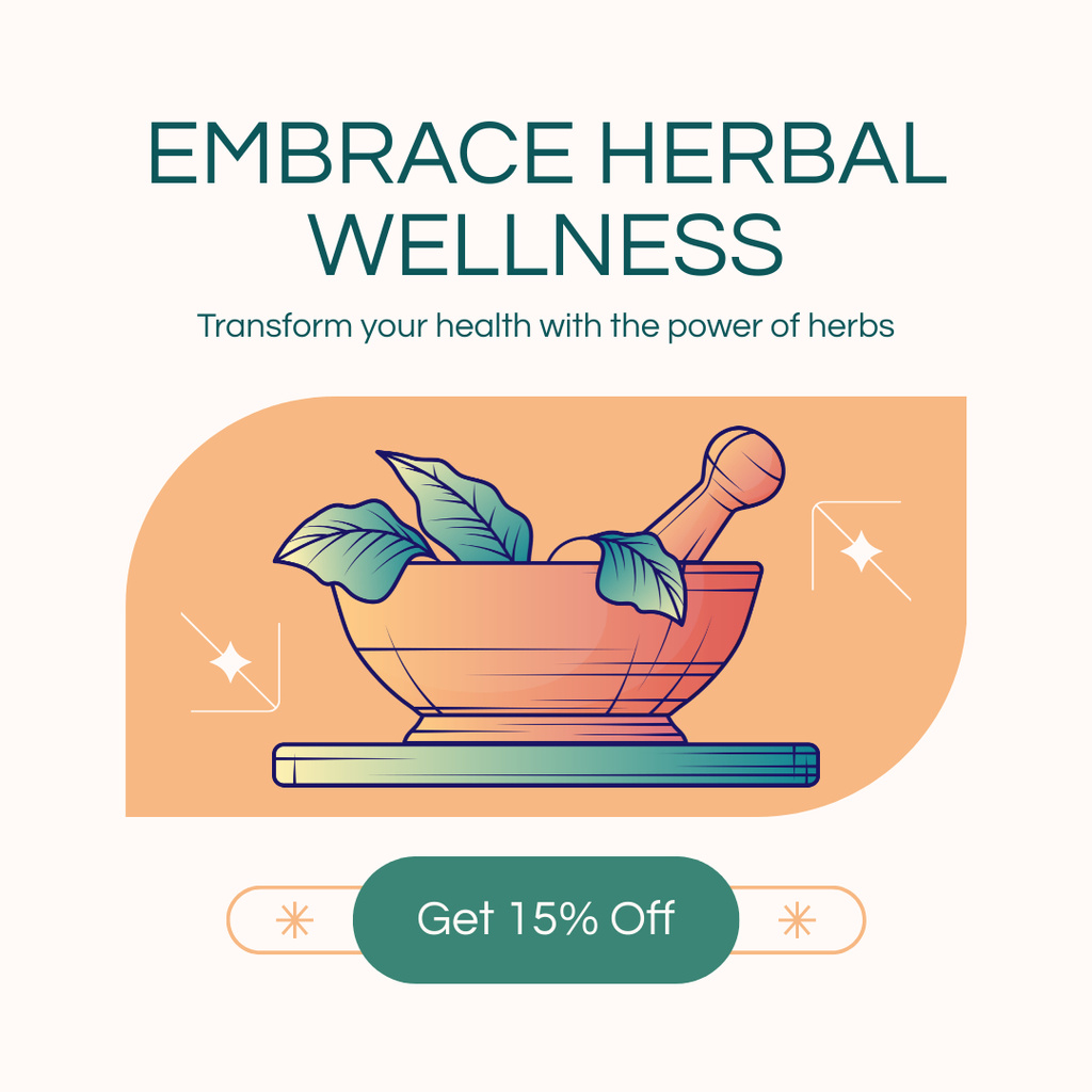 Ontwerpsjabloon van Instagram AD van Herbal Wellness With Remedies At Reduced Price