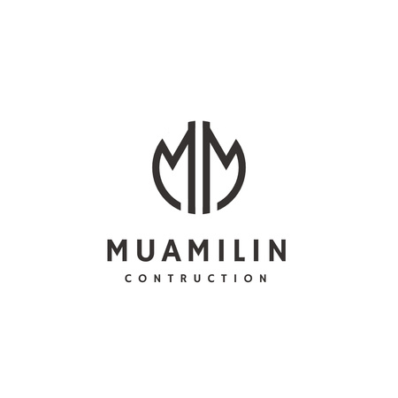 Template di design Emblema minimalista della società di costruzioni in bianco Logo