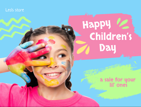 Children's Day Sale Announcement Postcard 4.2x5.5in Design Template
