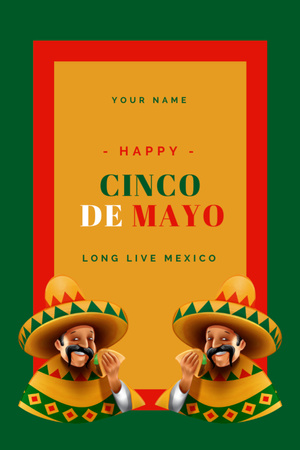 Platilla de diseño Cinco de Mayo Celebration With Tacos In National Costume Postcard 4x6in Vertical