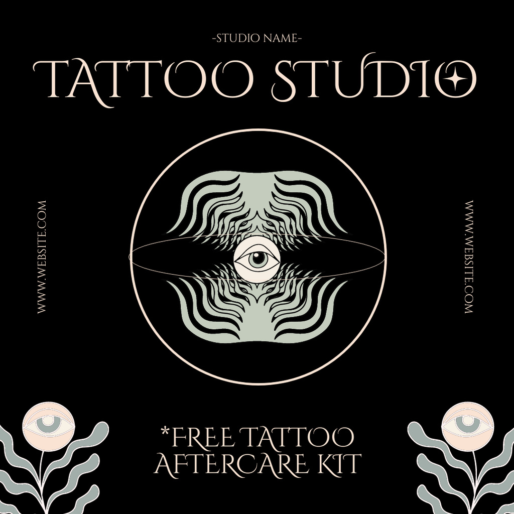 Artistic Tattoo Studio With Aftercare Kit Offer Instagram Design Template