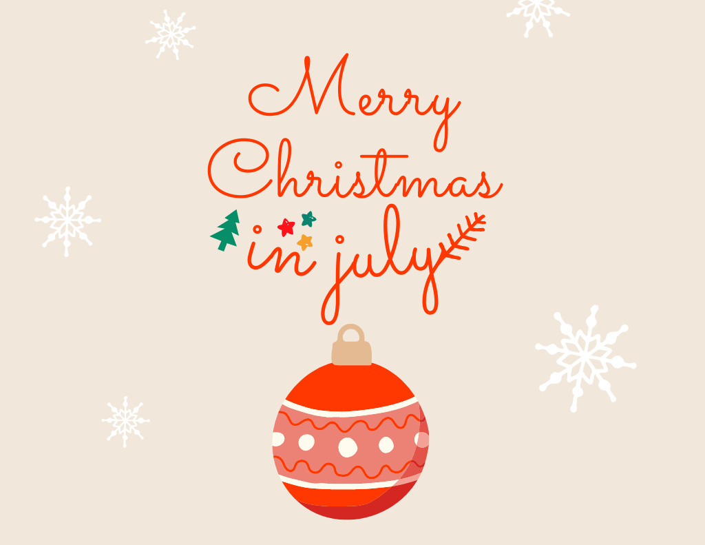 Merry Christmas in July with Red Ball Flyer 8.5x11in Horizontal Πρότυπο σχεδίασης