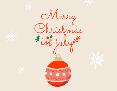 Merry Christmas in July with Red Ball Flyer 8.5x11in Horizontal Design Template