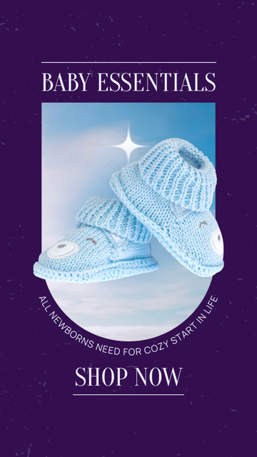 Designvorlage Cozy Baby Essentials And Footwear Offer In Shop für Instagram Video Story
