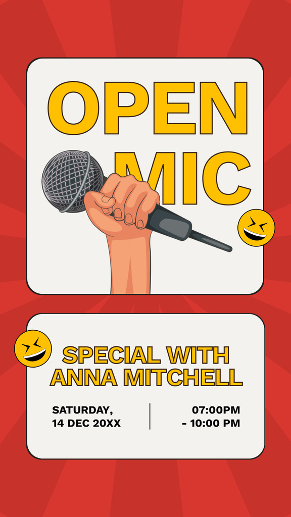 Stand-up Show with Open Microphone Ad Instagram Story Tasarım Şablonu