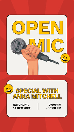 Stand-up Show with Open Microphone Ad Instagram Story Design Template