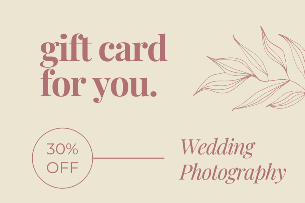 Designvorlage Offer Discounts on Wedding Photographer Services für Gift Certificate
