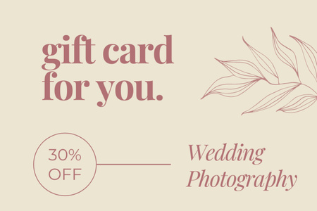 Offer Discounts on Wedding Photographer Services Gift Certificate Design Template