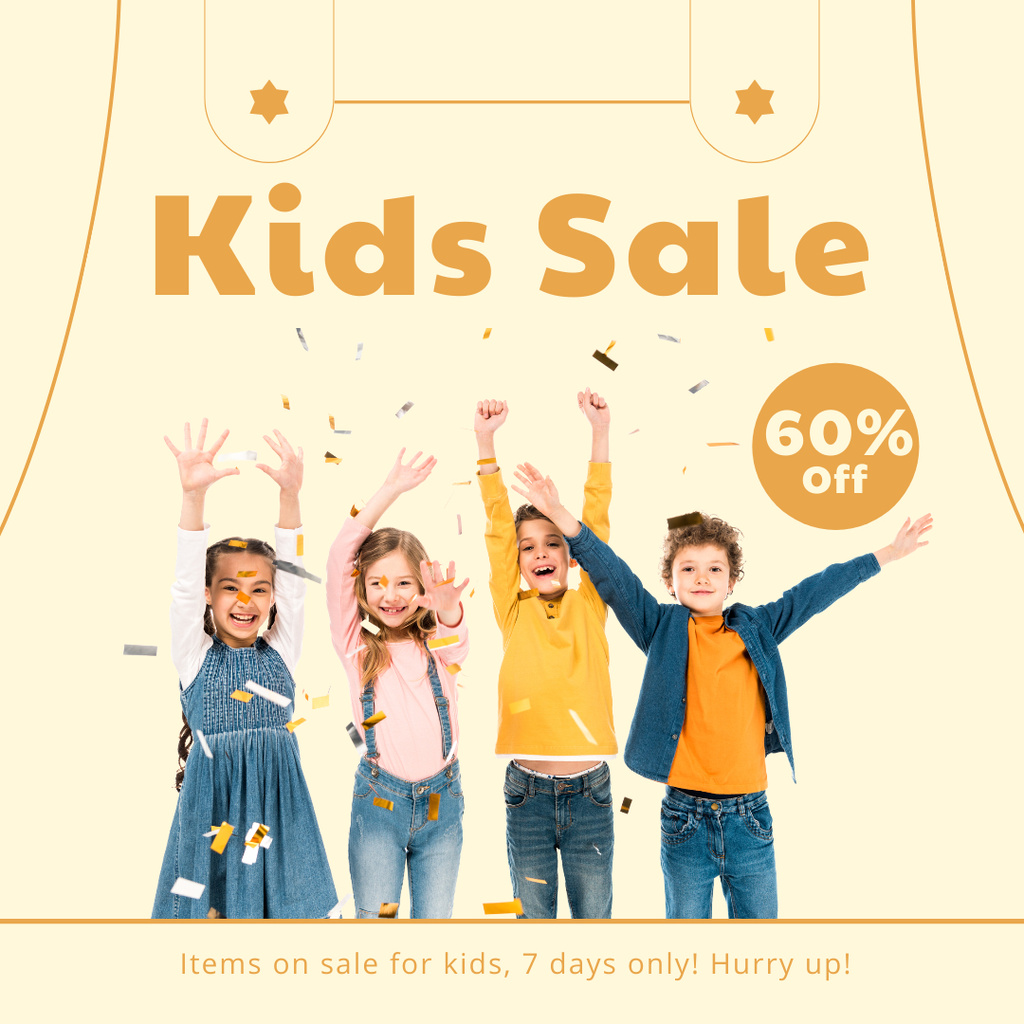 Summer Discount Offer on Kids Clothes Instagram AD tervezősablon
