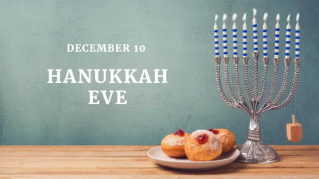 Hanukkah Holiday with Festive Menorah FB event cover Design Template