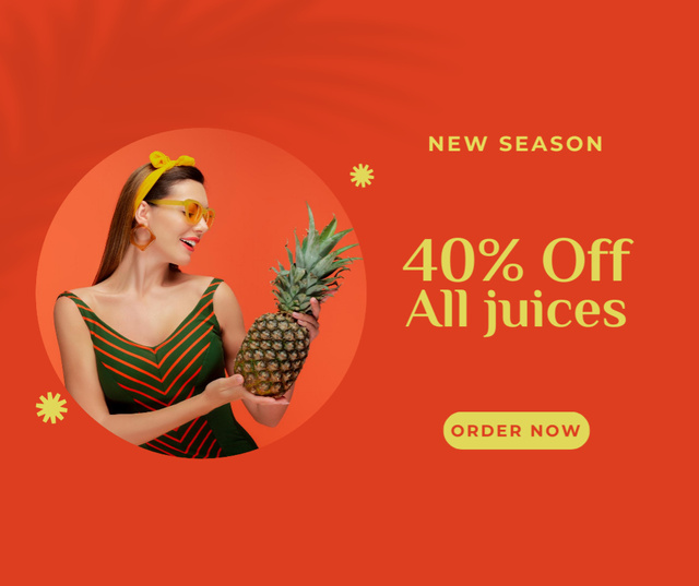 Template di design Offer Discount on All Juices in New Season Facebook