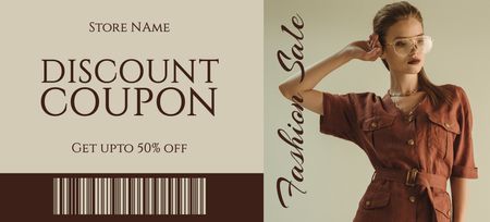Template di design Fashion Sale Voucher on Brown Coupon 3.75x8.25in
