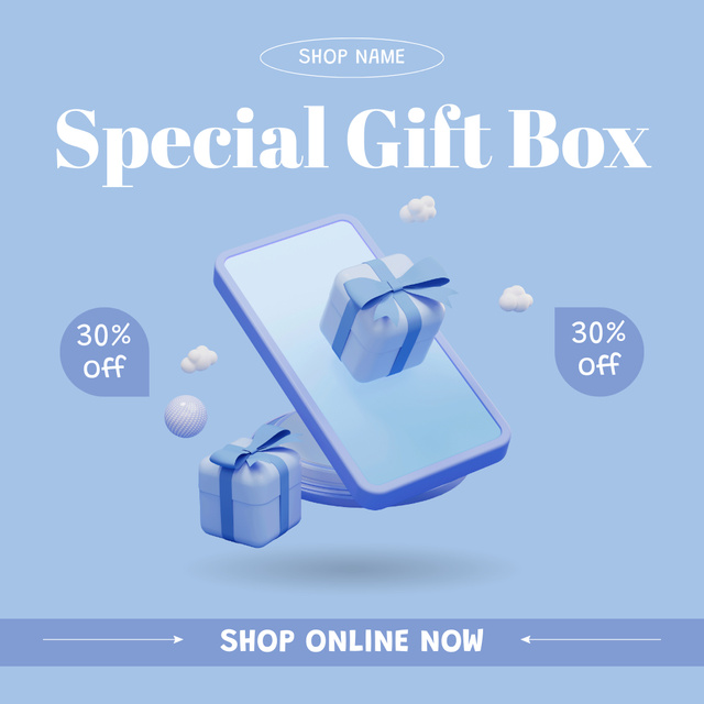 Gift boxes online sale blue Instagram Design Template