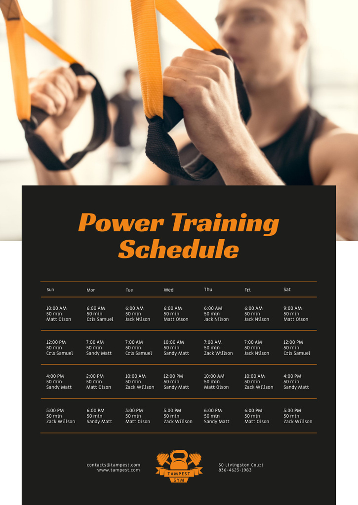 Man Resistance Training in Gym Poster A3 Design Template