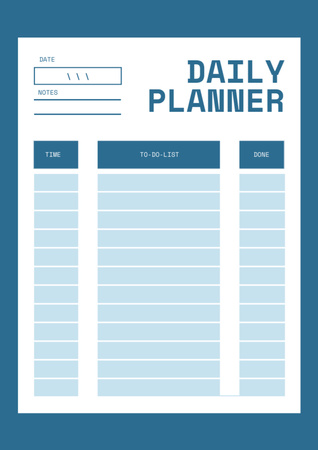 Plantilla de diseño de Planificador diario mínimo en azul Schedule Planner 
