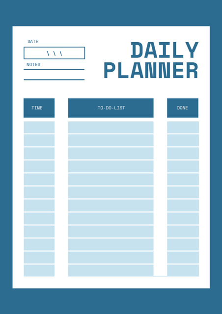 Szablon projektu Minimal Daily Planner in Blue Schedule Planner