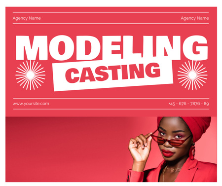 Ontwerpsjabloon van Facebook van Modellen casten met extravagante Afro-Amerikaanse vrouw