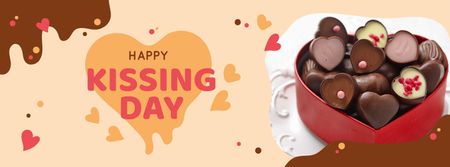 Modèle de visuel Kissing Day Announcement with Hear-Shaped Candies - Facebook cover