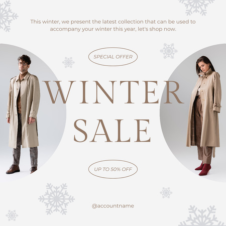 Designvorlage Fashion Winter Coats Sale Announcement für Instagram