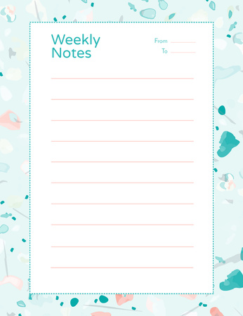 Weekly Planner with Frame on Abstract Blue Blots Notepad 107x139mm Design Template