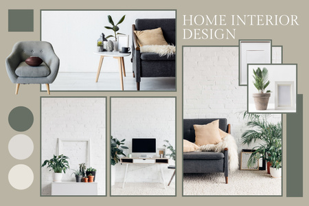 Calm Interior Design of Home Mood Board Tasarım Şablonu