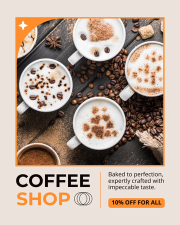 Gourmet Coffee Selection With Discounts Offer Instagram Post Vertical Design Template