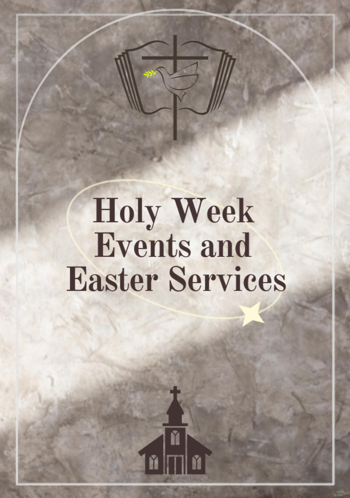Easter Services and Holy Week Events Announcement Flyer A5デザインテンプレート