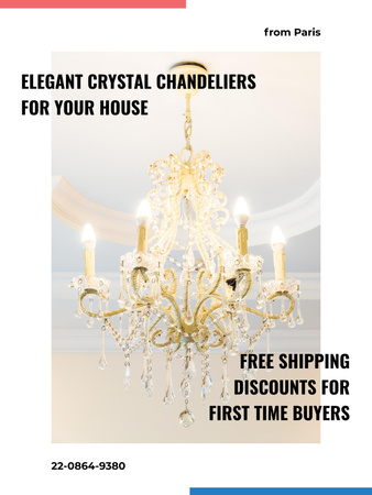 Elegant crystal Chandelier offer Poster US Design Template