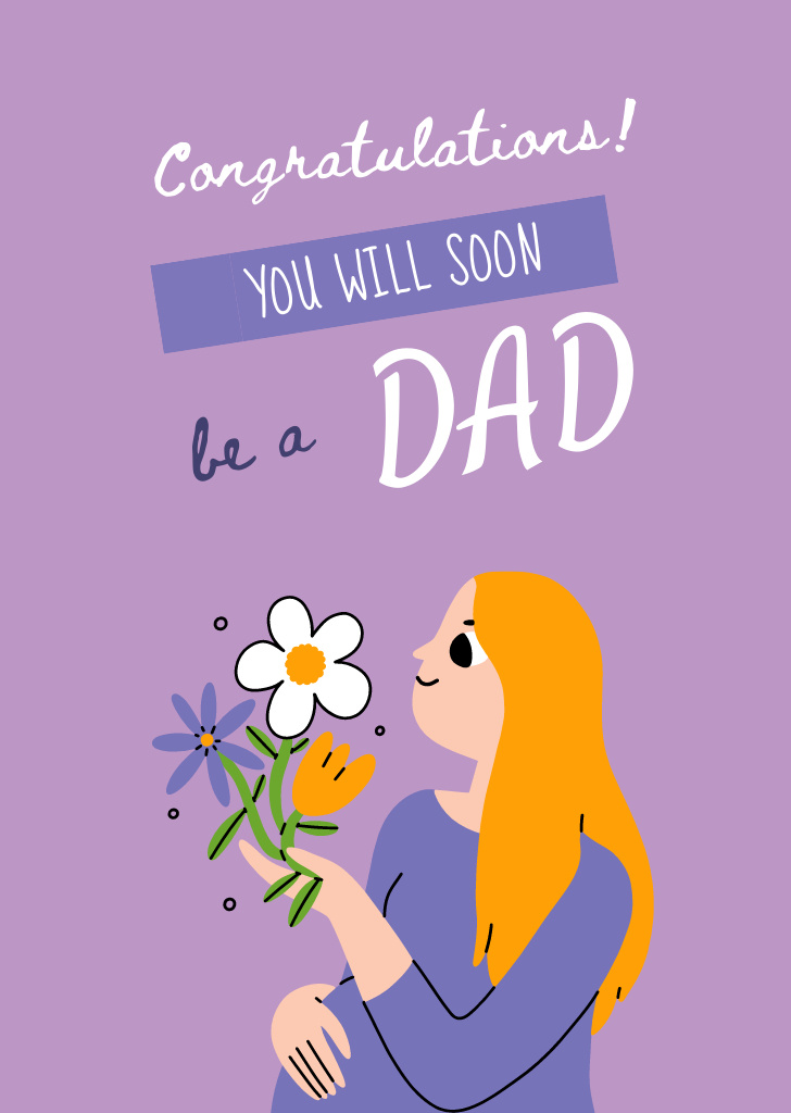 Congratulations Messages for Father to Be Postcard A6 Vertical Πρότυπο σχεδίασης