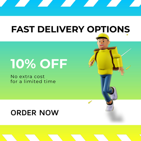 Offer of Discount on Fast Delivery on Blue and Green Gradient Animated Post Design Template