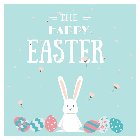 Happy Easter with Bunny and Eggs Instagram AD Šablona návrhu