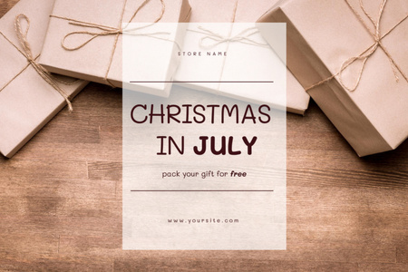 Free Gift Wrapping for Christmas in July Postcard 4x6in Design Template