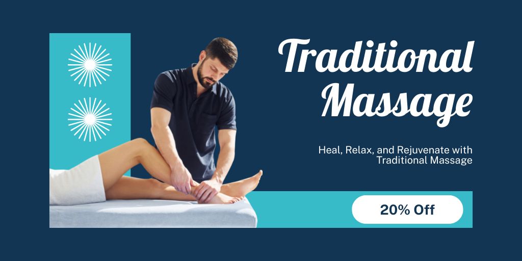 Ontwerpsjabloon van Twitter van Traditional Massage Sessions At Discounted Rates