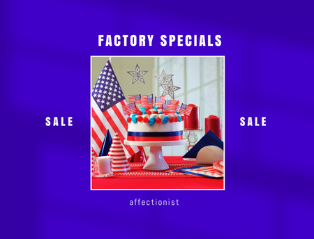 USA Independence Day Bright Cake Sale Offer Postcard 4.2x5.5in Design Template