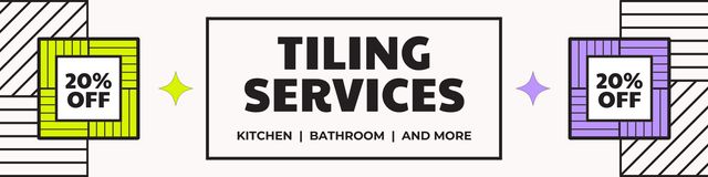 Tiling Services with Discount Offer Twitter Šablona návrhu
